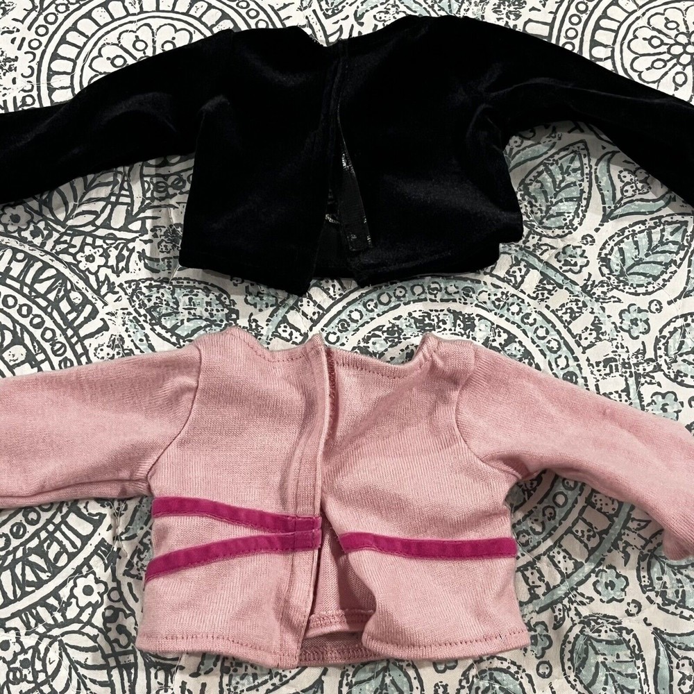 American Girl Doll Sweet Sequins Party Outfit Butterfly Pink Shirt & Black Top - Picture 2 of 6